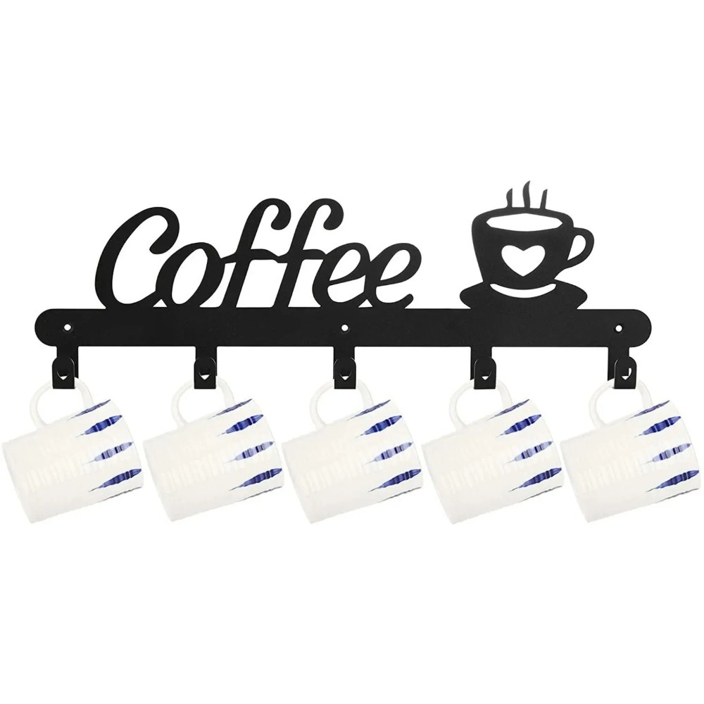 Coffee Equipment Rack - ที่แขวนแก้วกาแฟติดผนังโลหะ, ที่แขวนเสื้อโค้ท หมวก กุญแจ, ที่เก็บของอเนกประสงค์ ประหยัดพื้นที่
