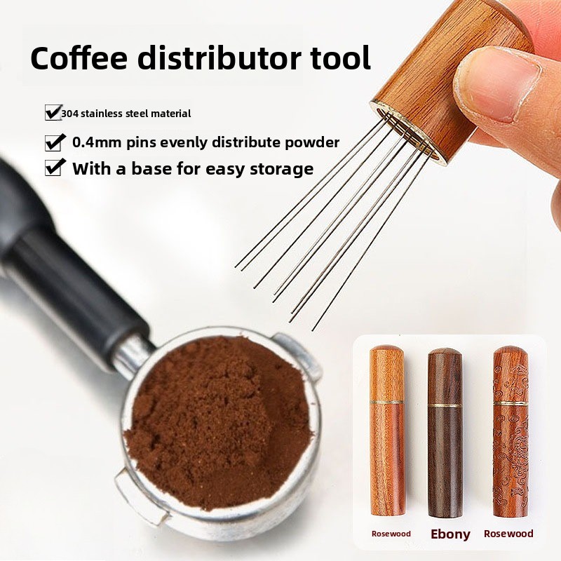 Coffee Equipment Distributor - ที่กดผงกาแฟสแตนเลส ไม้ สำหรับเอสเพรสโซ พร้อมที่คนผงกาแฟ ปรับระดับ กระจายผงกาแฟ