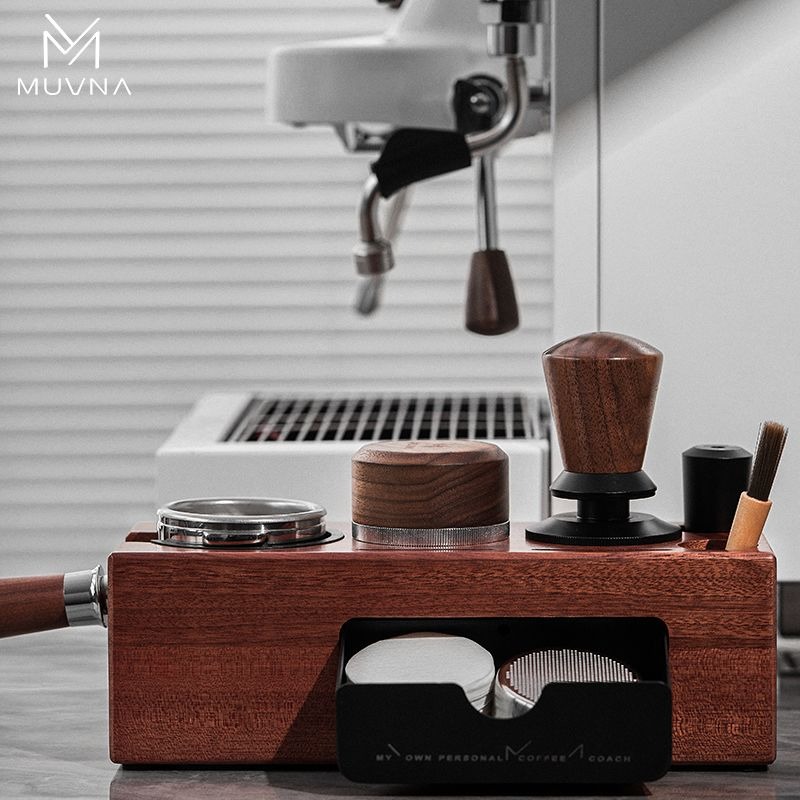 Coffee Equipment Distributor - แท่นวางแทมเปอร์กาแฟ MUVNA ทำจากไม้ สำหรับพอร์ทาฟิลเตอร์ขนาด 51-58 มม.